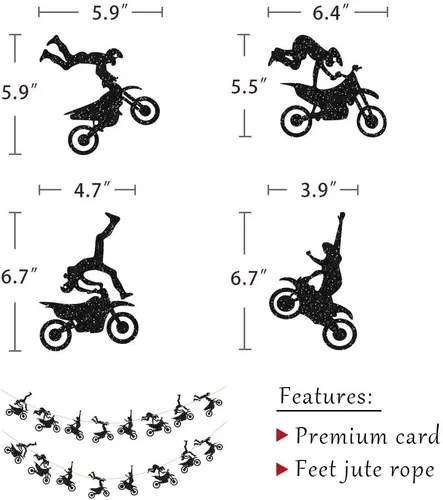 Vista 3 de Cartel temático de motocicleta, guirnalda para fiestas de cumpleaños de hombres o niños, decoración de pared para habitación de fiesta de equitación