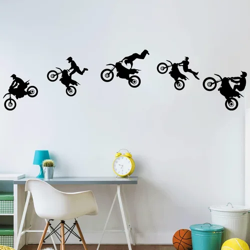 Vista 5 de Calcomanías de motocross, calcomanías de pared para motocicleta, calcomanías de pared para sala de estar, dormitorio, decoración de habitación
