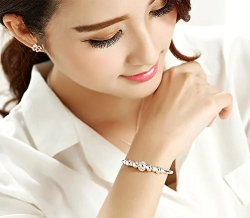 Vista 7 de Pulsera giratoria de cuentas de plata de ley 925 para mujer, para ansiedad, descomprimir libremente, herramientas abiertas, inspiraciones