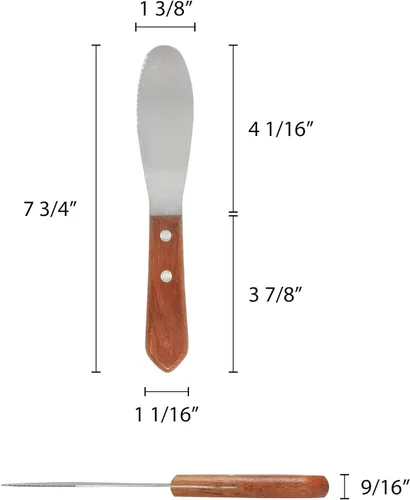 Vista 5 de TrueCraftware - Juego de 4 cuchillos para condimentos de queso crema y queso crema de 7 pulgadas con borde recto y mango de madera