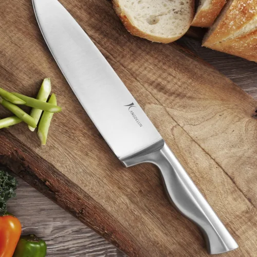 Vista 9 de Kangdelun Juego de cuchillos de cocina ultra afilados de 15 piezas con bloque de madera, mango ergonómico antideslizante exclusivo, acero 50CR15MOV