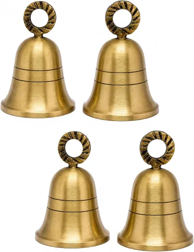 Vista 7 de Campanas de latón indio liso de oro antiguo, cascabeles de cascabel, decoración de puerta del hogar, manualidades, decoración de Navidad, campanas