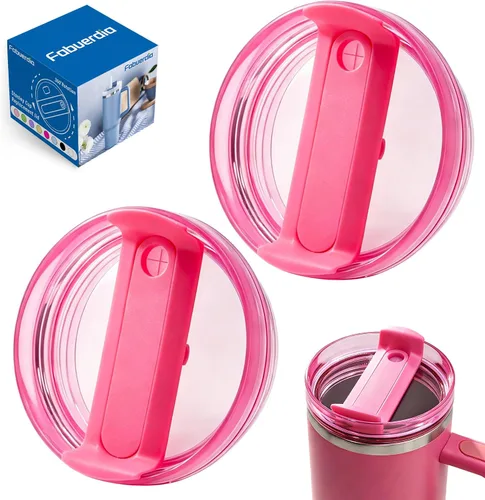 Vista 28 de Tapa de repuesto para vaso de 40 onzas compatible con Stanley Quencher, paquete de 2 fundas transparentes a prueba de derrames para accesorios