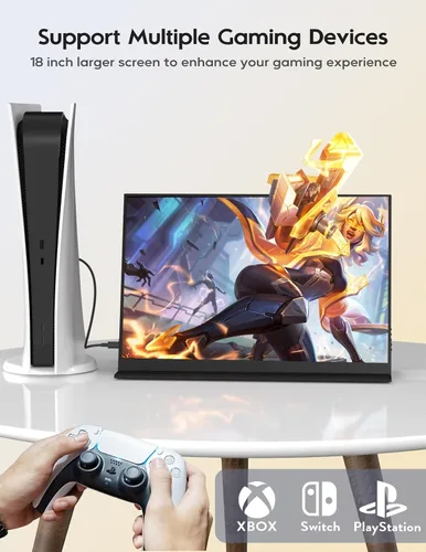 Vista 6 de Monitor portátil para juegos de 18", 2.5k 2560x1600, pantalla ancha 16:10, 100% sRGB, FreeSync, HDR, extensor de pantalla de computadora portátil