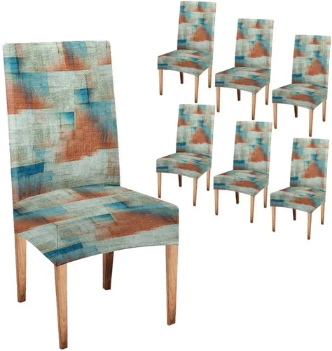 Vista 146 de TOMWISH Juego de 2 fundas para sillas de comedor, color turquesa y gris, fundas elásticas para sillas Parsons, de elastano, lavables, protectores
