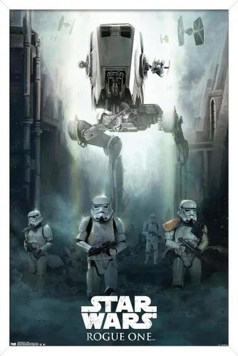 Vista 13 de Trends International Star Wars: Rogue One - Póster de pared de asedio, 14.725 x 22.375 pulgadas, versión enmarcada de madera de granero