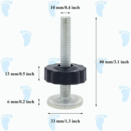 Vista 3 de Juego de 2 adaptadores M10 para puerta de bebé con protector de pared, extensor de puerta de bebé de 0.394 in, barras de husillo roscadas, pieza