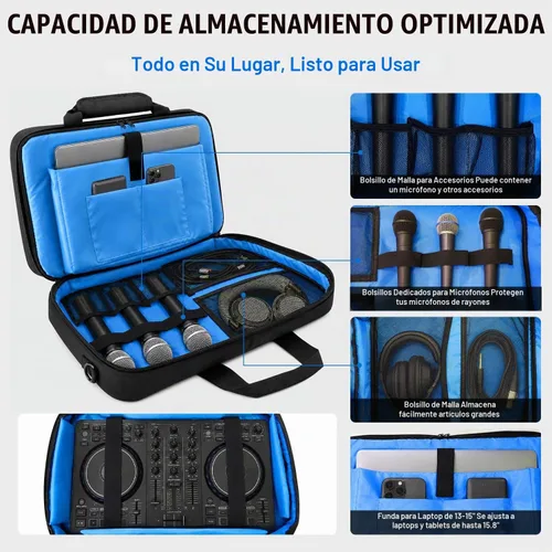 Vista 3 de Funda para controlador DJ DDJ-FLX4/REV1/400 con compartimento para Azul marino