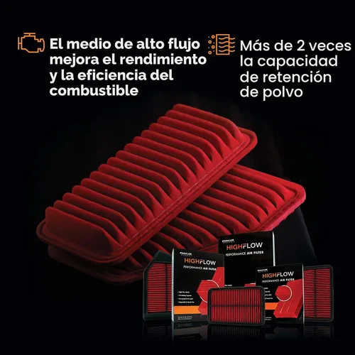 Vista 3 de HIGHFLOW de alto rendimiento, filtro de aire de motor desechable pre-aceitado PA9950X Compatible con 2012-2016 Mercedes-Benz E350, 2016-2019