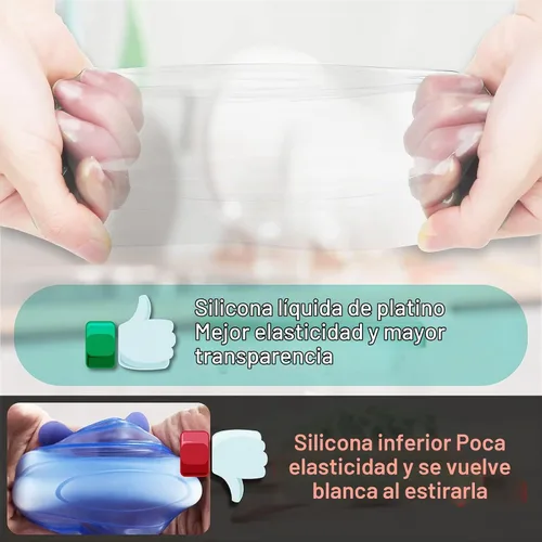 Vista 5 de DeliOne Tapas elásticas de silicona para almacenamiento de alimentos en la cocina, duraderas, reutilizables y expandibles para recipientes de tazas