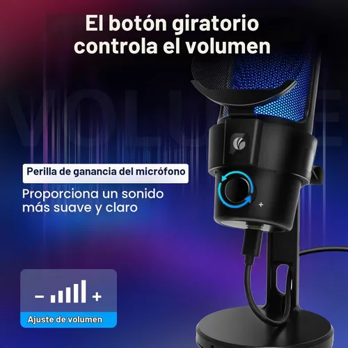 Vista 5 de VCOM Micrófono USB Gaming, Micrófono Dinámico de Condensador para Podcasting, Streaming, con Silenciado Rápido, Soporte de Escritorio, Filtro Pop