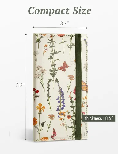 Vista 8 de Yarnic Funda para chequera personal, soporte para chequera con soporte para bolígrafo y divisor de plástico transparente integrado para cheques Rosa