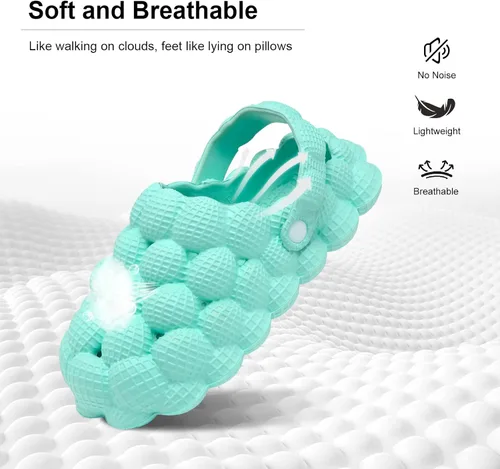 Vista 5 de Zuecos de jardín para niñas y niños, lindas sandalias de masaje de lichi para niños, sandalias de meter para playa, piscina, ducha, zuecos clásicos