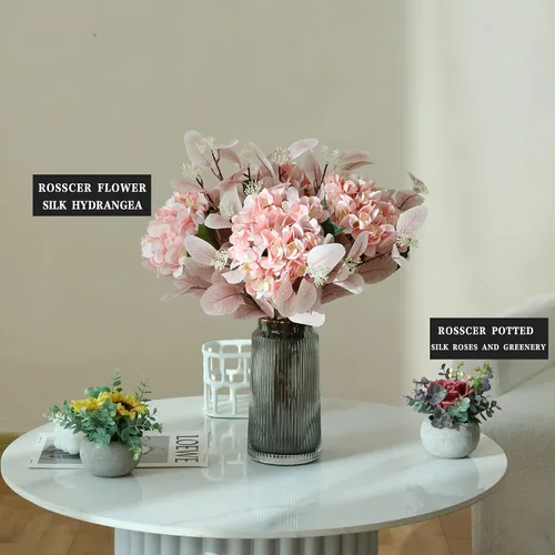 Vista 7 de 12 tallos de eucalipto artificiales, hojas de seda sintética de 20 pulgadas con bayas beige, ramas de vegetación flexibles para decoración bohemia