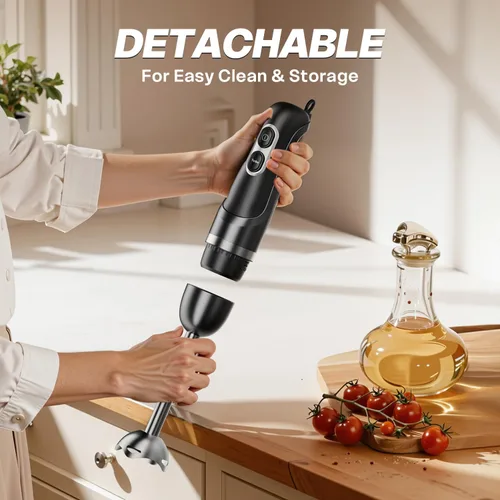 Vista 6 de Turelar Immersion Blender Corded 400W, 2 Speed, Emulsifier, Blend, BPA-Free Batidora de mano, mango ergonómico, cuchillas de acero inoxidable Negro