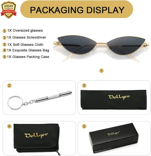 Vista 6 de Dollger Gafas de sol lindas con diseño de ojo de gato para mujeres y hombres, estilo triangular, estilo vintage