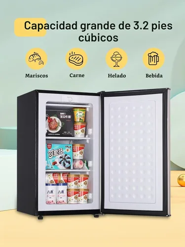 Vista 6 de Congelador vertical compacto de 3.0 pies cúbicos Mini congelador de una sola puerta Congelador Plata