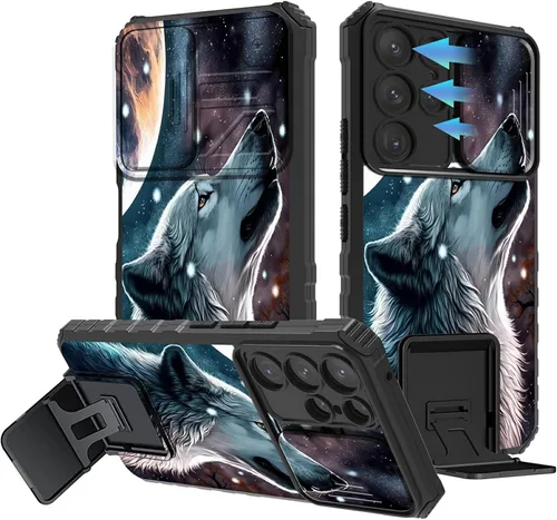 Vista 70 de Funda para Samsung Galaxy A13 5G/4G/A04S, Galaxy A13 5G con cubierta de cámara deslizante, funda de doble capa integrada con función atril