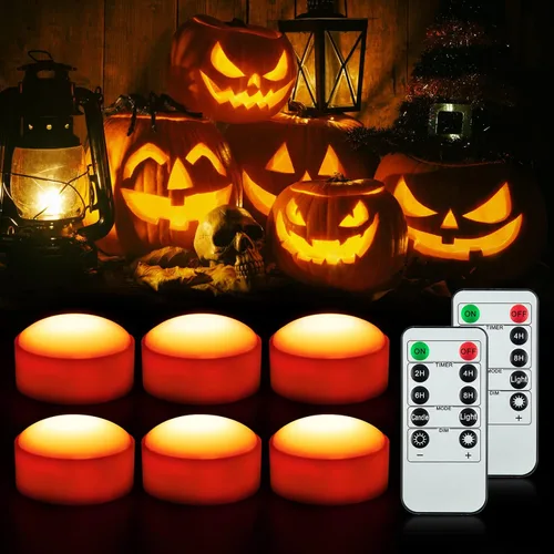 Vista 12 de Litake Luz de calabaza sin llama, funciona con pilas Paquete de 4