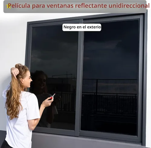 Vista 3 de FuFin Película de privacidad unidireccional para ventana con herramientas de instalación, material PET de alta calidad, control de calor, 99%