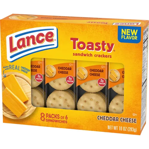 Vista 10 de Lance Galletas tipo sándwich, queso cheddar tostado, 8 paquetes envueltos individualmente, 6 sándwiches cada uno