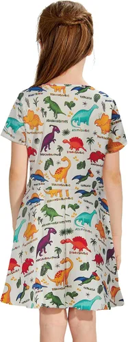 Vista 3 de ALISISTER Vestido de verano de manga corta para niñas pequeñas, 2-9T