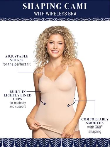Vista 4 de Vanity Fair Camisola moldeadora para mujer con brasier integrado, control de abdomen, camisola para mujer