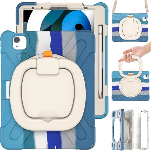 Vista 11 de Funda para iPad Air de 3ª generación – Funda resistente para niños con soporte giratorio, soporte para lápices y correa de transporte para iPad