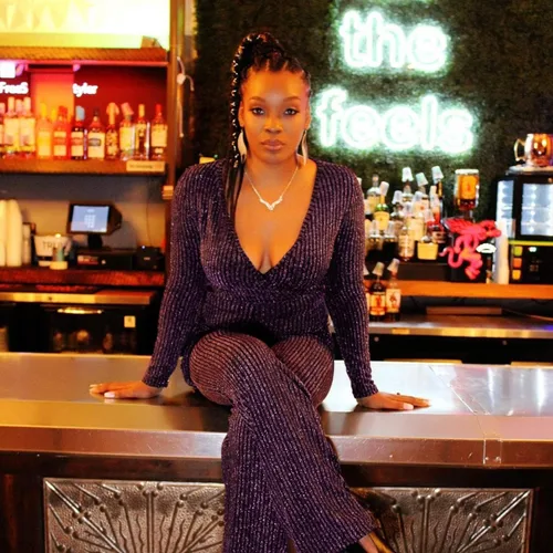 Vista 6 de LightlyKiss Women Casual V Neck Sparkly Jumpsuits Long Sleeve Onesie Loose Pants Party Clubwear with Belt