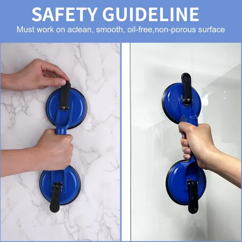 Vista 6 de FCHO Ventosas de Servicio Pesado de Aluminio con Mango de Placa de Vacío Sujetador de Vidrio Ganchos para Levantar Vidrio Grande/Elevador de Azul