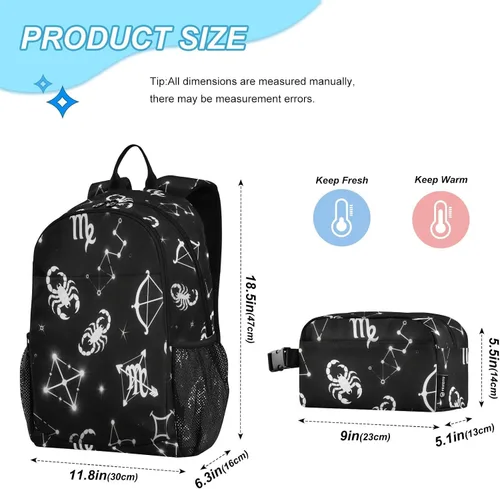 Vista 2 de Constelación en blanco y negro bolso de escuela para niño mochila escolar niño edad 8-10 años mochilas y loncheras escolares para nias