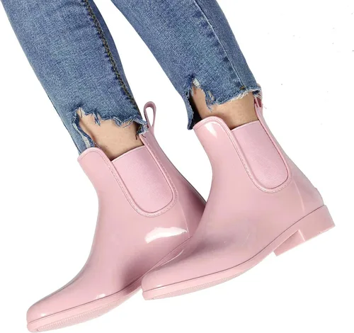 Vista 7 de Evshine - Botas de lluvia cortas para mujer, botas de lluvia de Chelsea ligeras, botas de goma impermeables