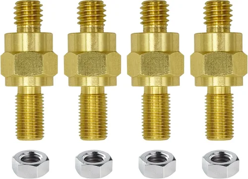 Vista 7 de Ampper 3/8"-16 y 3/8"-24 pernos de terminal de batería de poste lateral largo de latón, poste lateral estándar de batería extensor compatible