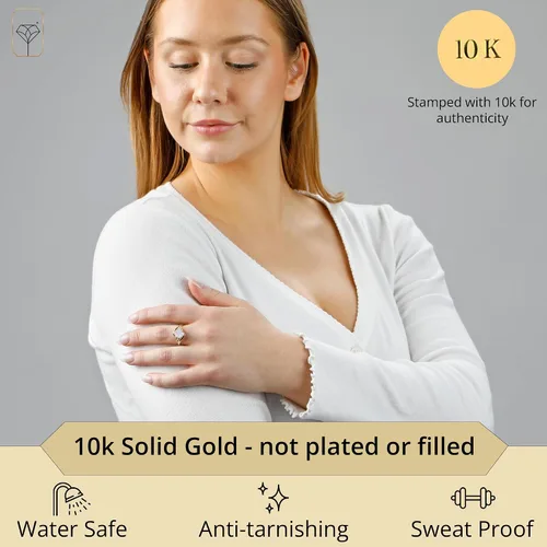 Vista 2 de MAX + STONE Gemstone Oval Sunburst Halo Ring for Women in 10k White or Yellow Gold with Created White Sapphire and Birthstone Anniversary Ring
