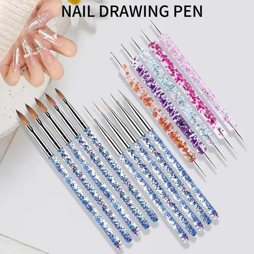 Vista 3 de Juego de pinceles para arte de uñas, pinceles acrílicos para uñas con forro 15 piezas