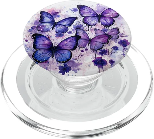 Vista 8 de mariposa estética púrpura mariposas naturaleza azul PopSockets estándar PopGrip