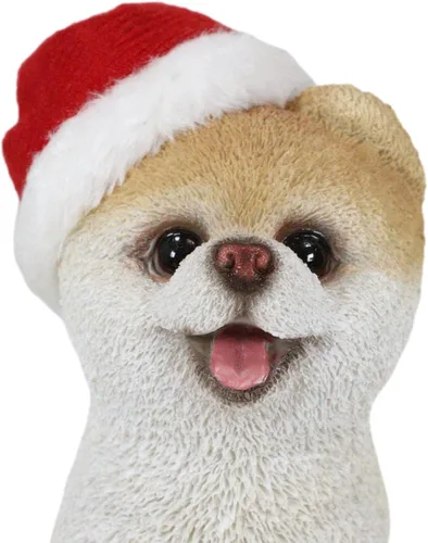 Vista 5 de Ebros Christmas Santa Boo - Estatua de perro de Pomerania más linda del mundo para mascotas, amigos de mascotas, perros coleccionables, figura