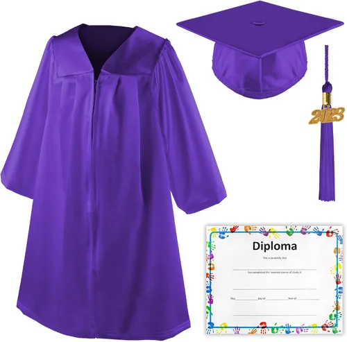 Vista 8 de Class Act Graduation Shiny Kindergarten Preschool Graduation Cap Gown with 2023 Matching Tassel and Diploma Certificate