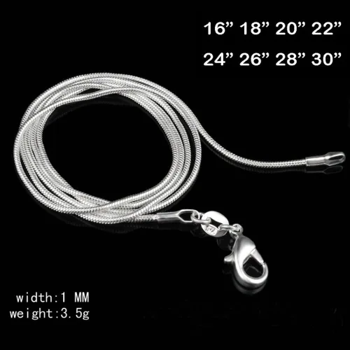 Vista 3 de Wholesale Lots - Collar unisex de plata de ley 925 con cadena de serpiente, accesorios de joyería para bricolaje, Metal