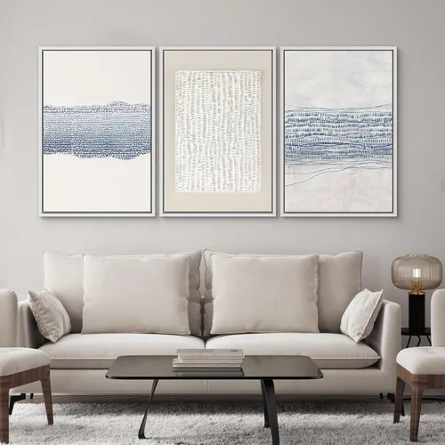 Vista 99 de SIGNWIN Lienzo enmarcado para pared, juego de arte neutro de bosque brumoso, ilustraciones en tono tierra, arte moderno, decorativo, bohemio
