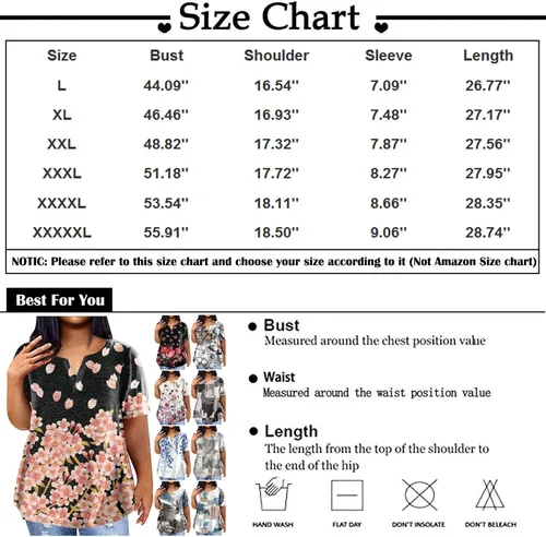 Vista 5 de Blusas para mujer, elegante, casual, talla L, de verano, con estampado casual, cuello en V, manga corta