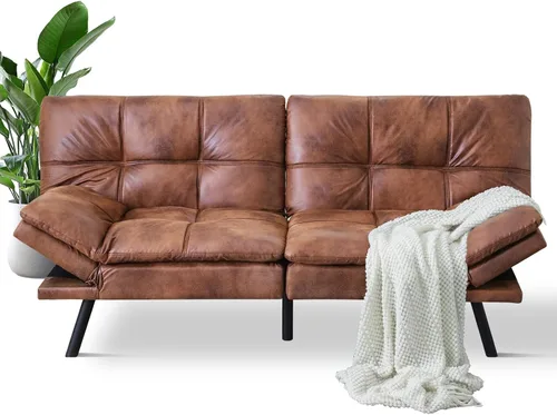 Vista 12 de MUUEGM Sofá cama futón de espuma viscoelástica, moderno sofá de oficina, cama convertible para espacios pequeños, apartamento, oficina, con respaldo