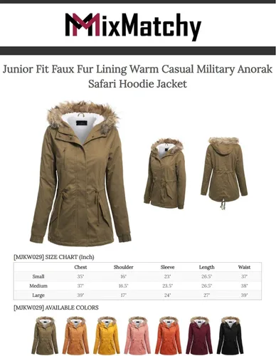 Vista 4 de MixMatchy Chaqueta corta de invierno con forro de piel sintética para mujer