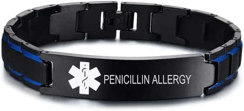 Vista 7 de VNOX Pulsera ajustable de acero inoxidable cepillado de 2 tonos con grabado personalizado gratis, identificación de alerta médica, unisex