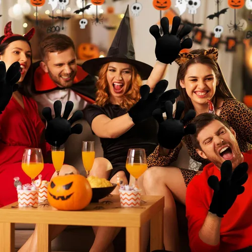 Vista 17 de Geyoga 2 pares de guantes grandes de disfraz de manos de dibujos animados, guantes de Halloween para fiestas, cumpleaños, juegos de rol, disfraces