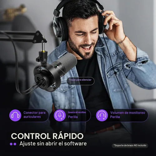 Vista 7 de FIFINE Micrófono Dinámico, XLR/USB Micrófono de PC para Grabación de Podcast para Transmisión de Locución Vocal, Micrófono de Metal de Estudio