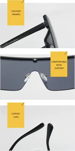 Vista 6 de W&Y YING Gafas de sol de gran tamaño con parte superior plana para hombres y mujeres, semirremolques, elegantes y de gran tamaño, gafas deportivas