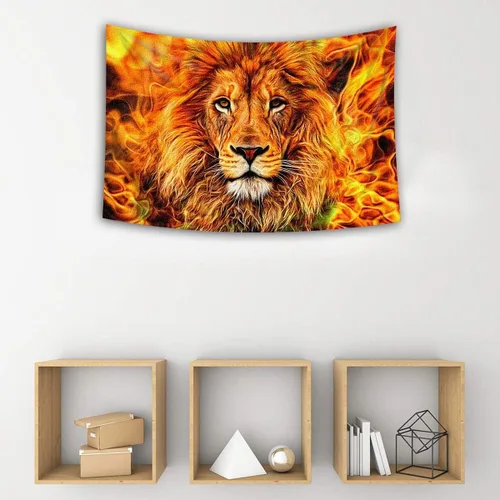 Vista 6 de Rasta Lion of Judah - Tapiz con cabeza de llama, 60 x 40 pulgadas, para colgar en la pared, decoración del hogar Burning Flame Rasta Lion of Judah