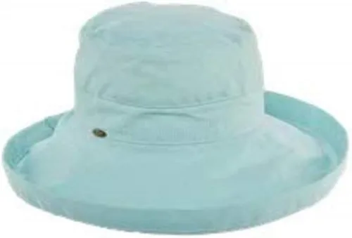 Vista 3 de Scala sombrero de algodón con ala grande con cordón en el interior y protección UPF 50+ para mujer.