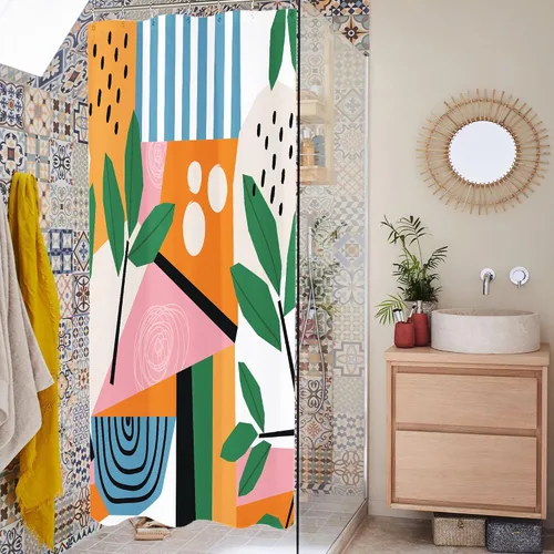 Vista 19 de Miyotaa - Juego de cortina de ducha con flores para decorar un baño pequeño o una ventana, 36 pulgadas de ancho x 71 pulgadas de alto, cortina